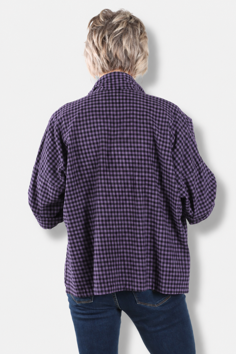 Big Shirt - Eggplant Check