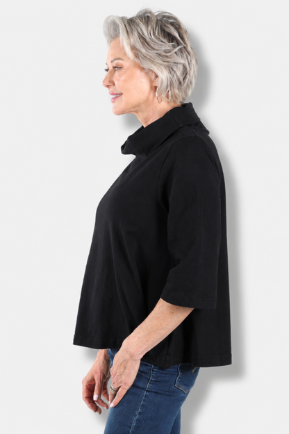 3/4 Sleeve Etta Shirt - Black
