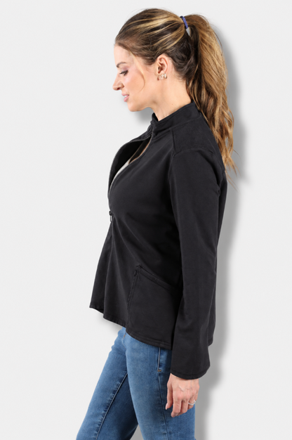 Zip Up Cover Jacket Plus - Black
