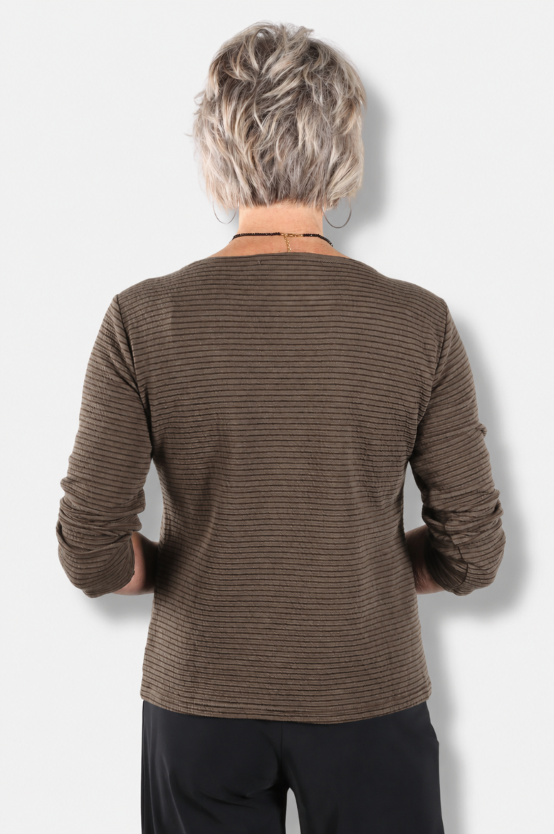 3/4 Sleeve Boatneck Tee - Chocolate