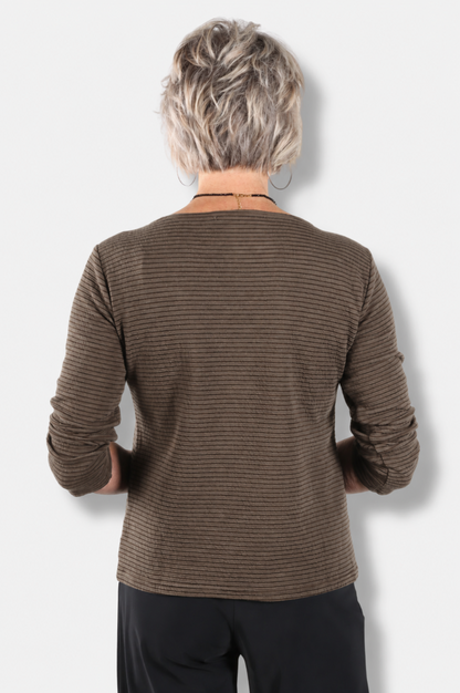 3/4 Sleeve Boatneck Tee - Chocolate
