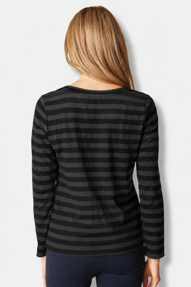 Long Sleeve Tee - Black Shadow Stripe 