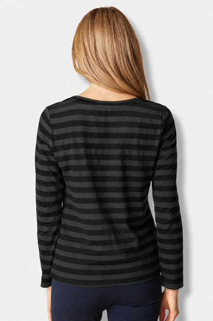 Long Sleeve Tee - Black Shadow Stripe 