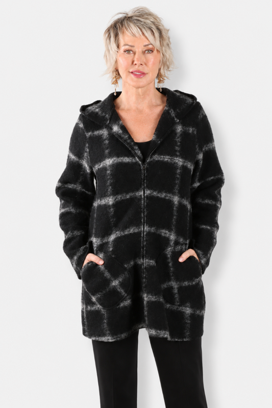 Hooded Swing Jacket - Black 