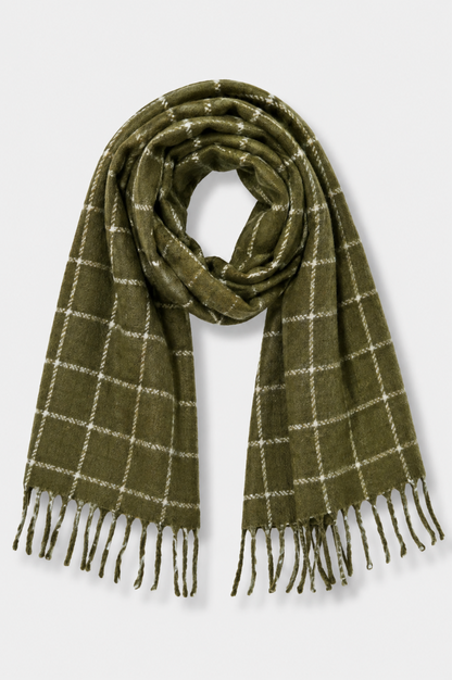 Murphy Plush Plaid Scarf - Olive 