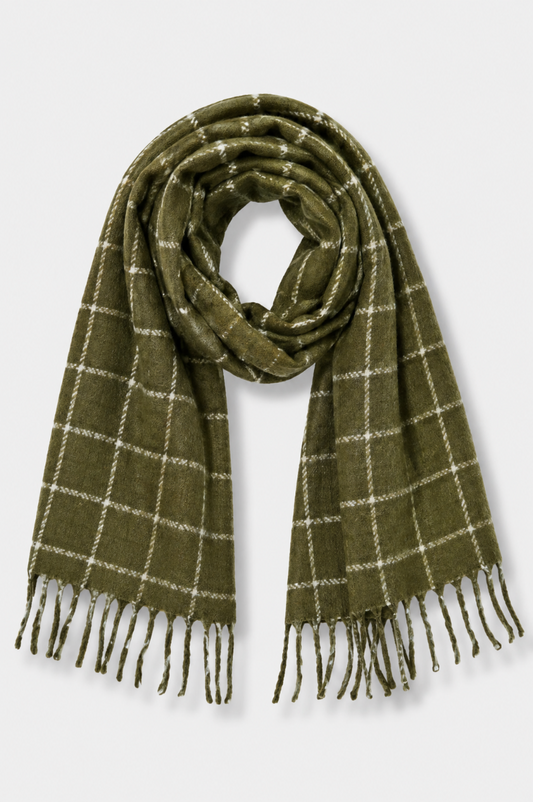 Murphy Plush Plaid Scarf - Olive 