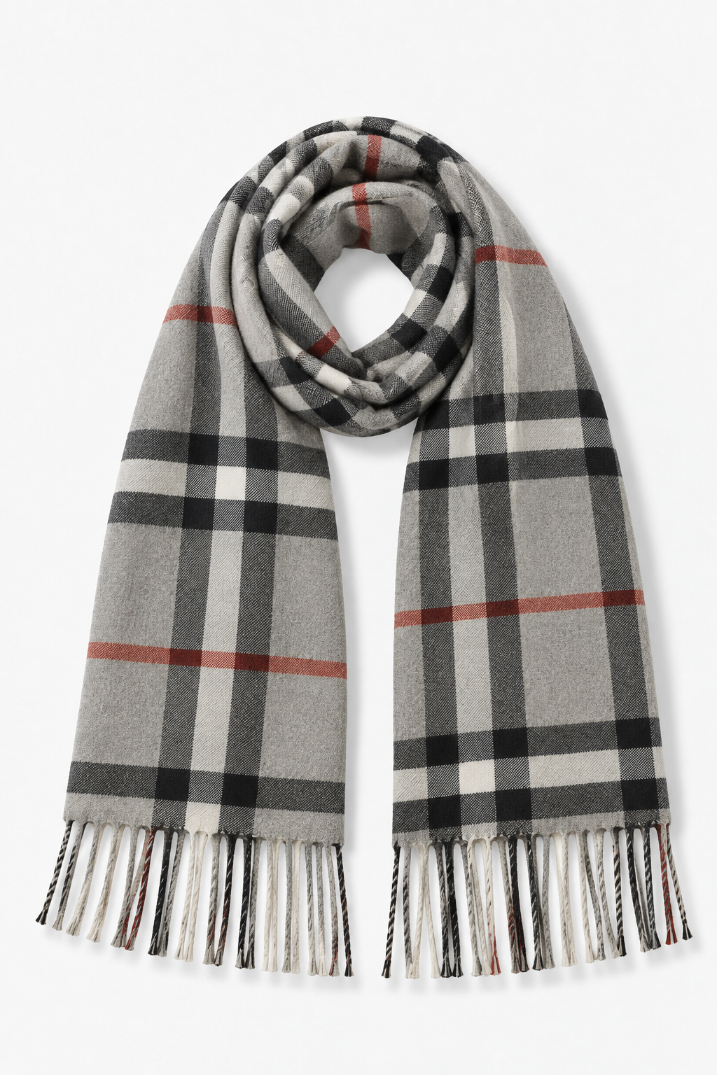 Large Classic Plaid Muffler - Gray Multi