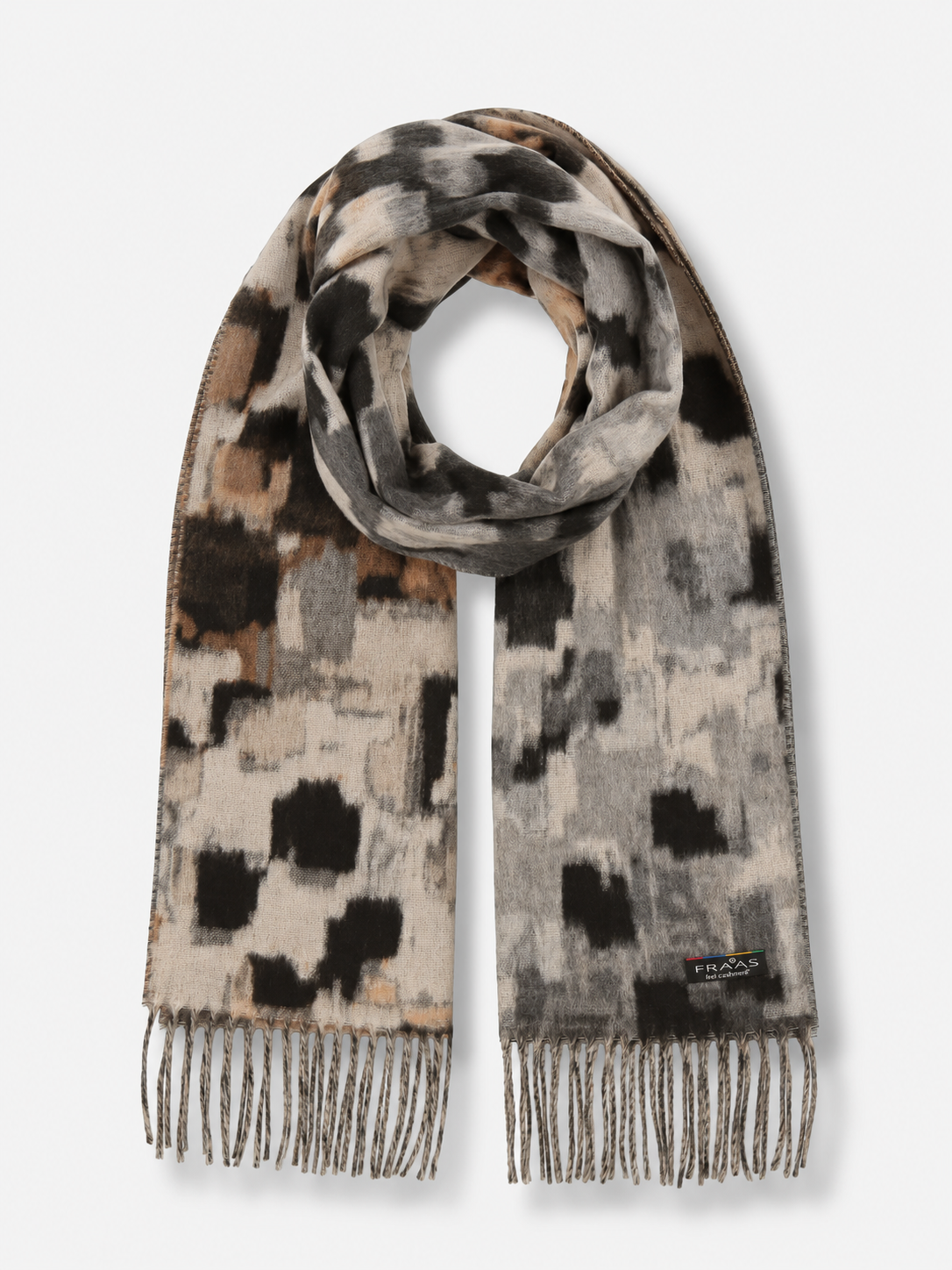 Abstract Houndstooth Cashmink Scarf - Stone