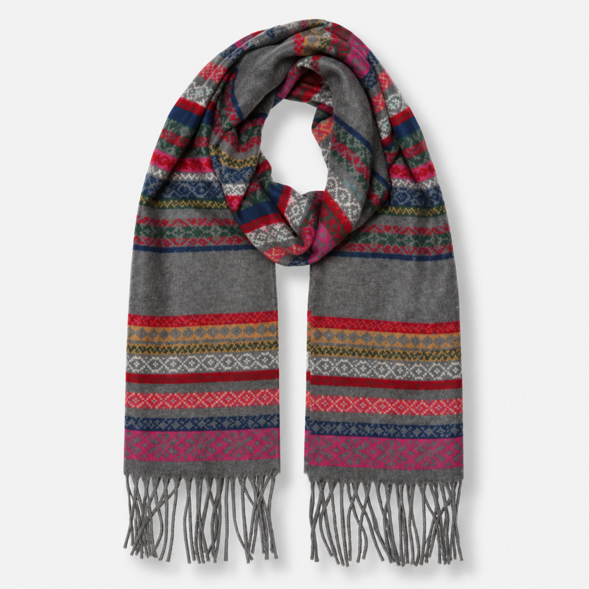 Fairisle Cashmink Scarf - Grey