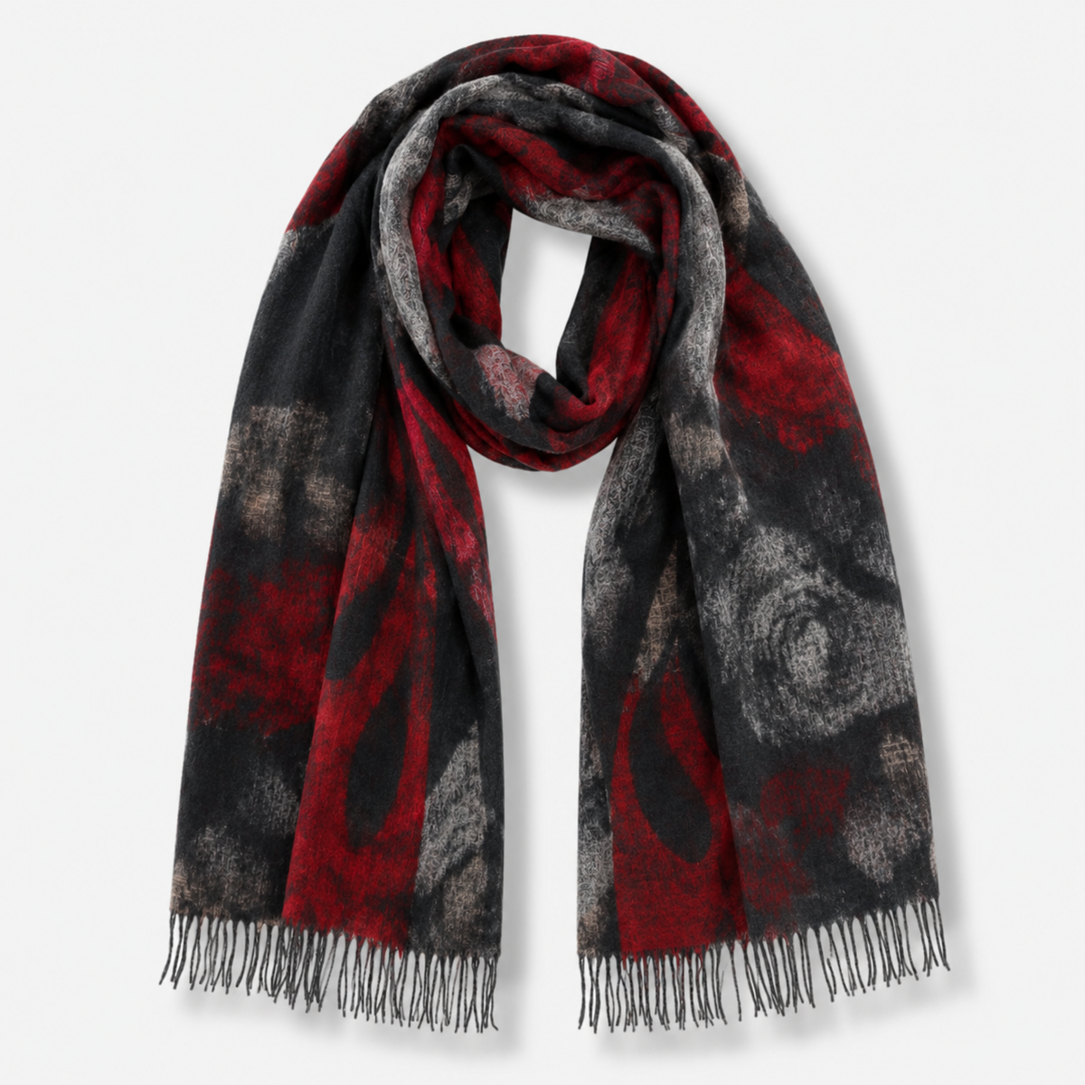 Pixelated Roses Scarf - Charcoal