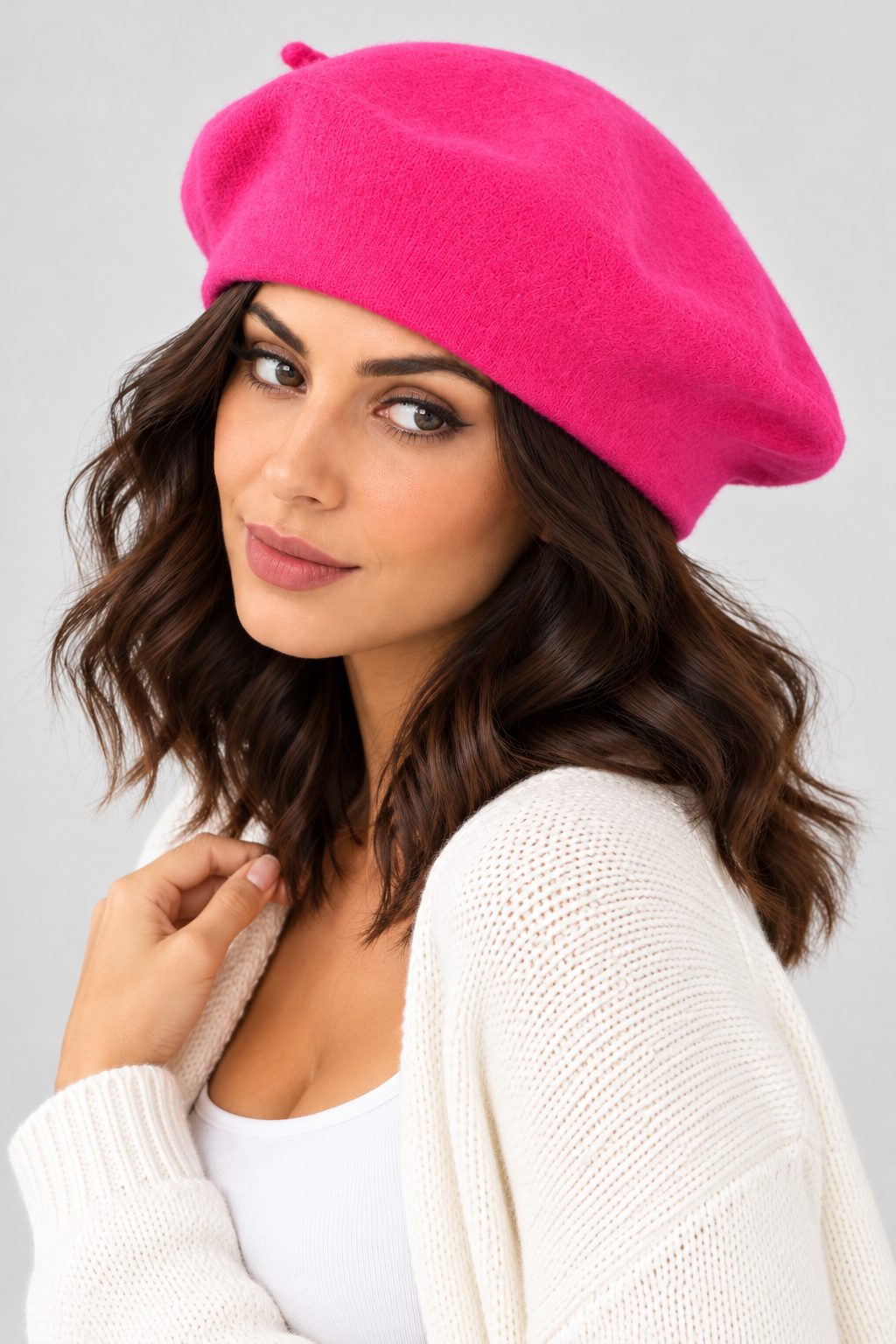 Classic Wool Beret - Fuchsia