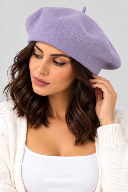 Classic Wool Beret - Lavender