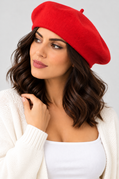 Classic Wool Beret - Red