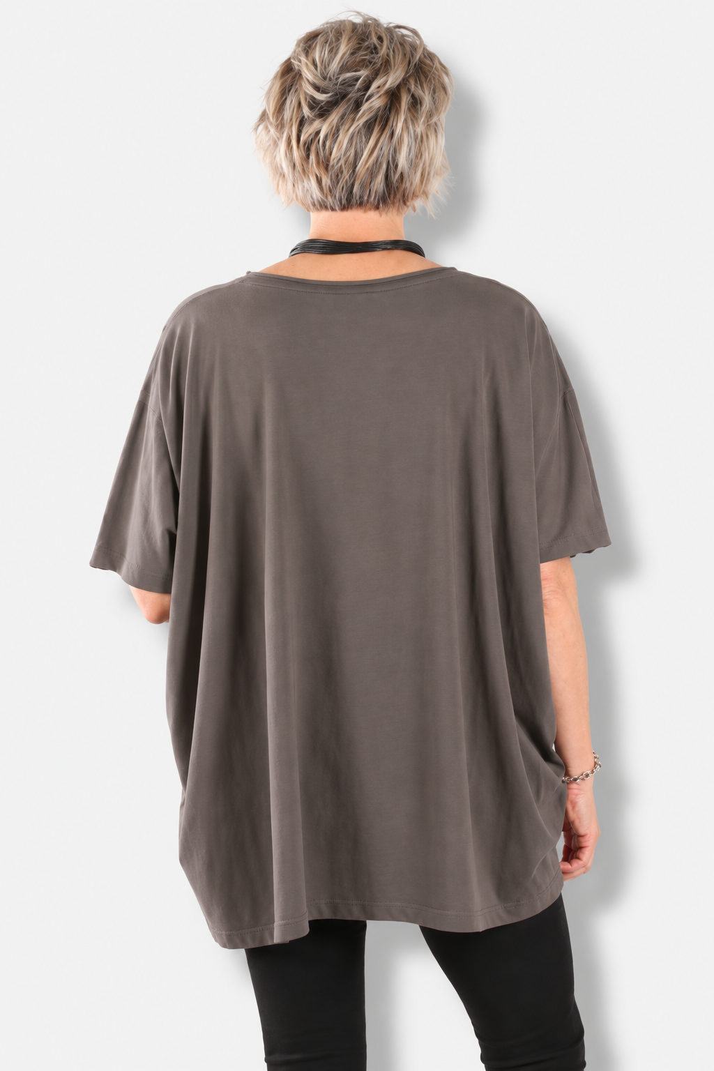 Elbow Sleeve V Tunic - Graphite
