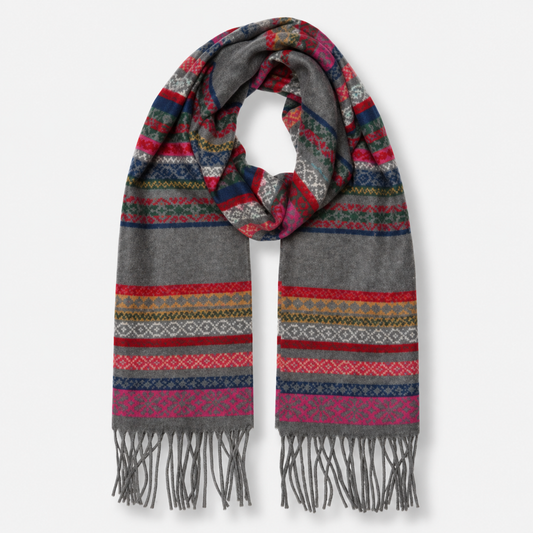 Fairisle Cashmink Scarf - Grey