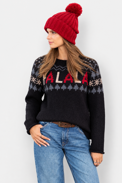Falala Fair Isle Sweater - Black Latte & Red