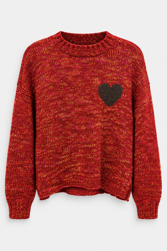 Fall Lover Melange Crew Sweater - Dark Madder Marl