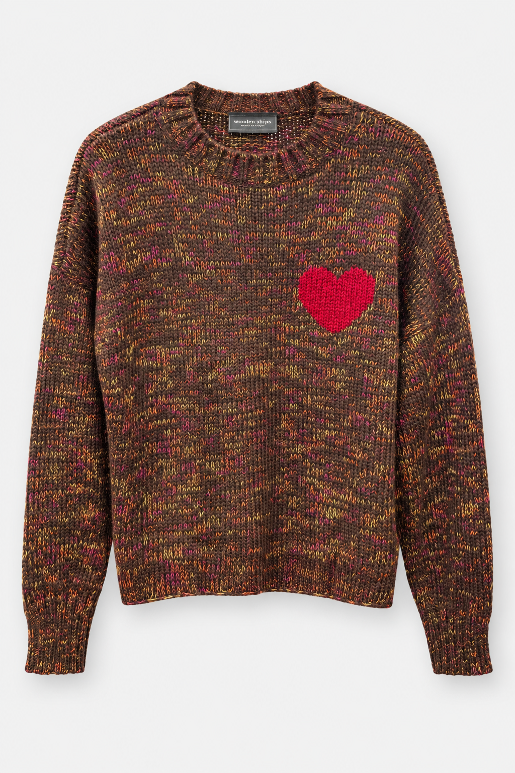 Fall Lover Melange Crew Sweater - Brown & Brick