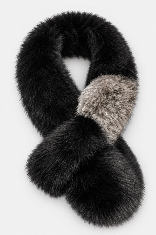 Fox Pull Through Scarf - Black & Indigo