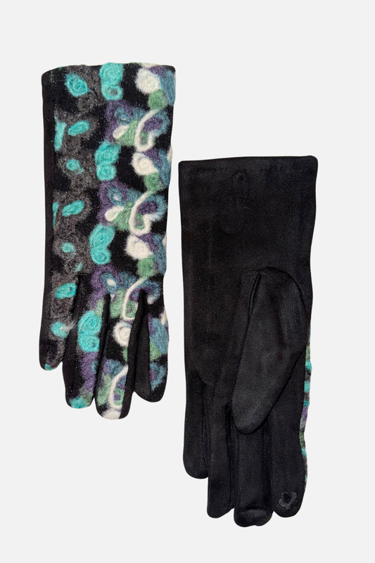 Garden Vine Yarn Dye Gloves - Black & Multicolor