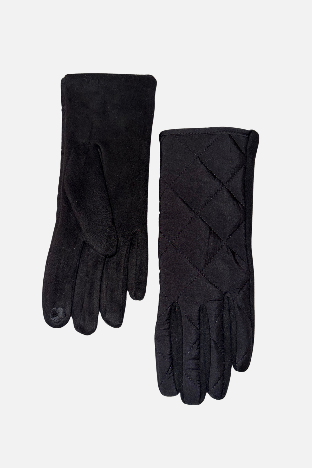 Diamond Quilted Gloves - Black