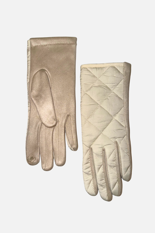 Diamond Quilted Gloves - Ivory