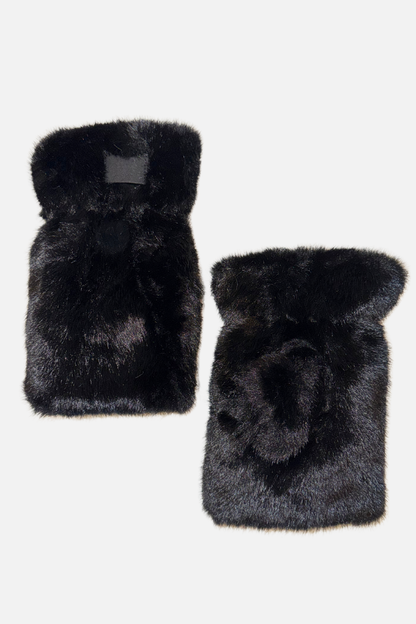Plush Faux Fur Hand Warmer - Black