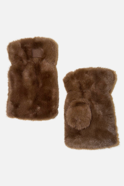 Plush Faux Fur Hand Warmer - Brown
