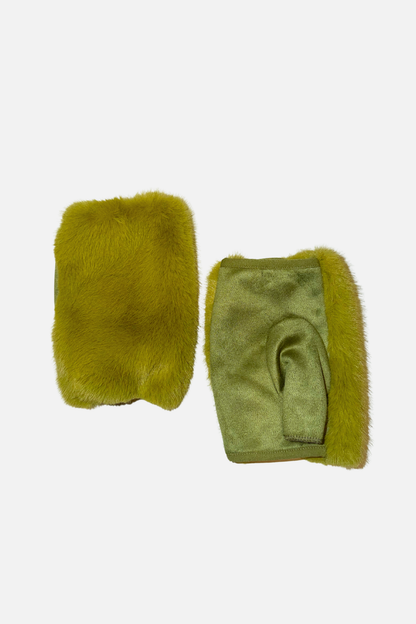 Fingerless Faux Fur Gloves - Absinthe