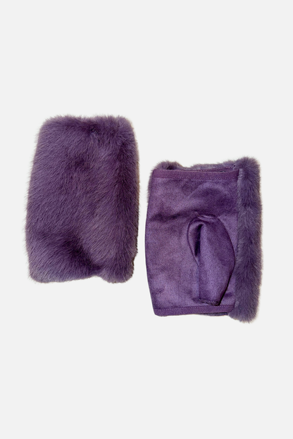 Fingerless Faux Fur Gloves - Lavender