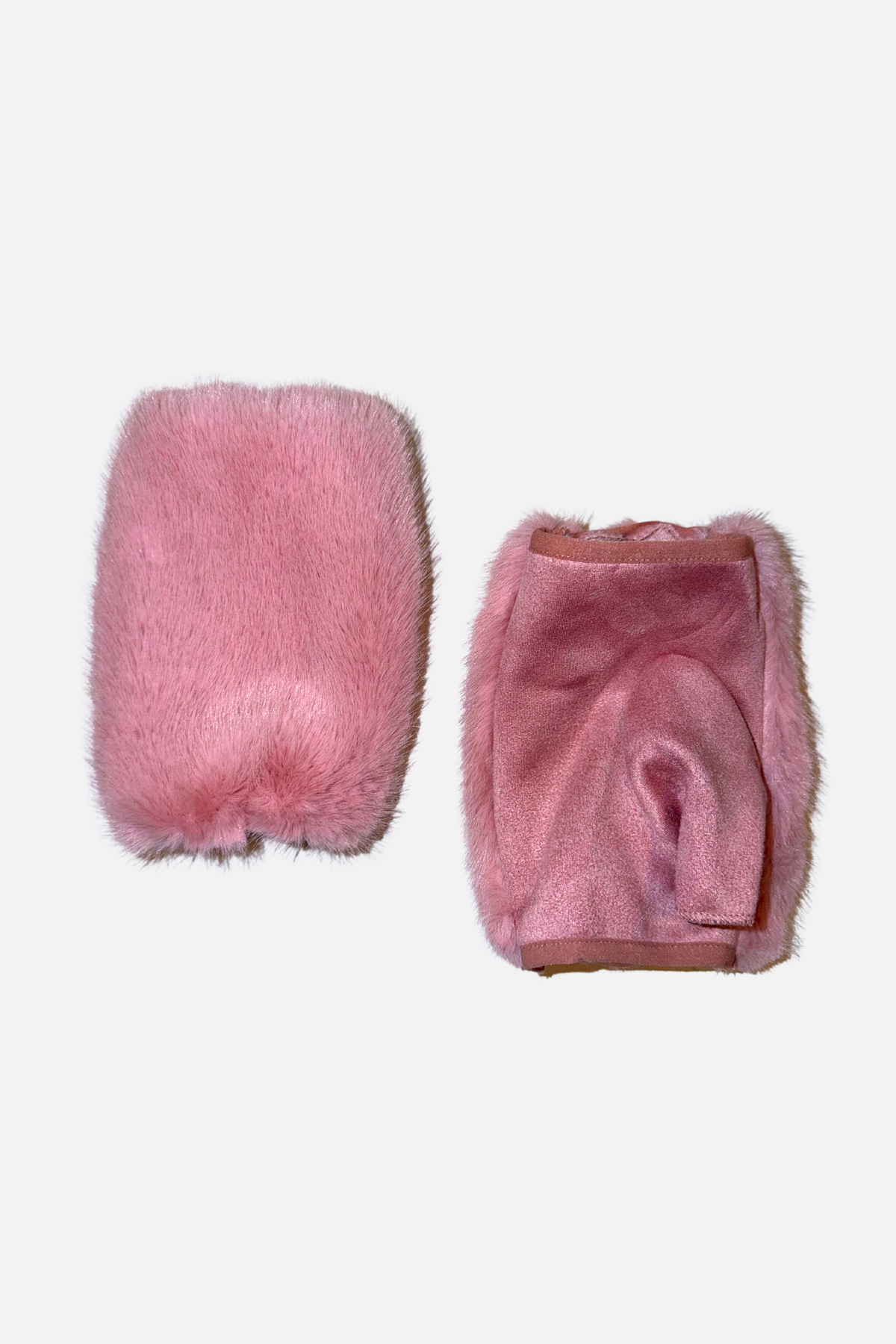 Fingerless Faux Fur Gloves - Pink