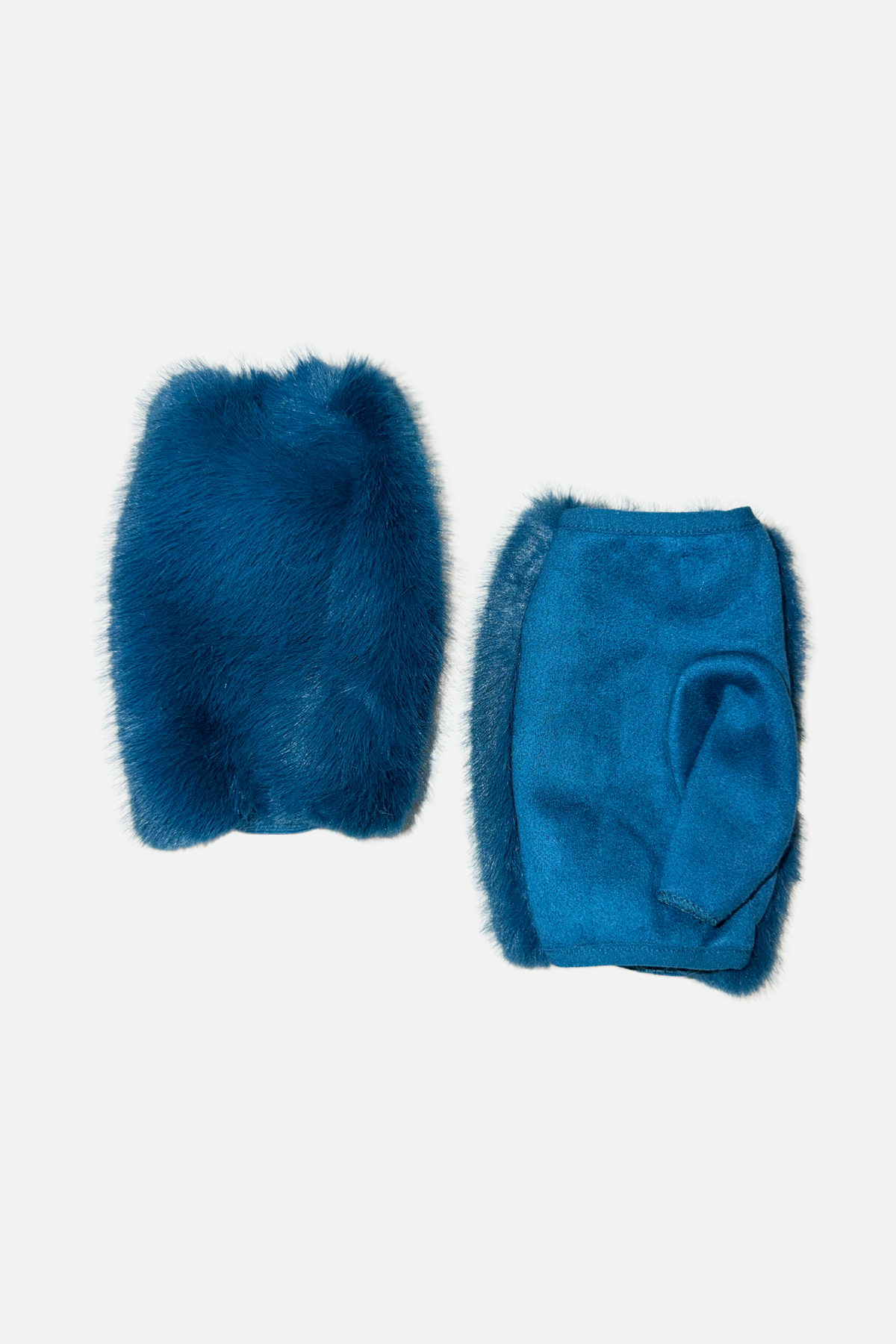 Fingerless Faux Fur Gloves - Teal