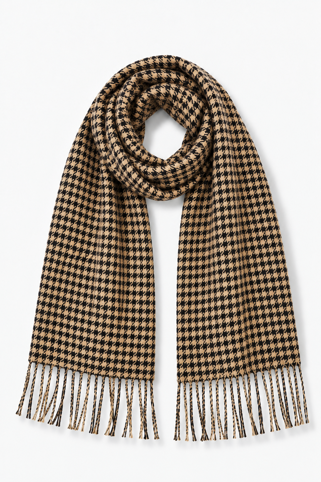 Houndstooth Muffler - Black & Camel