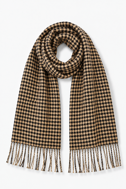 Houndstooth Muffler - Black & Camel