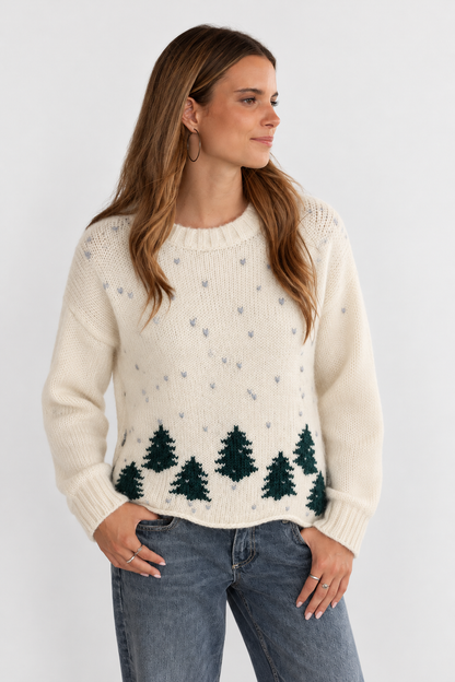 In The Trees Crew Sweater - Pure Snow