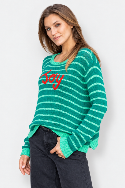 Joy Striped Crew - Jade & Sea Green