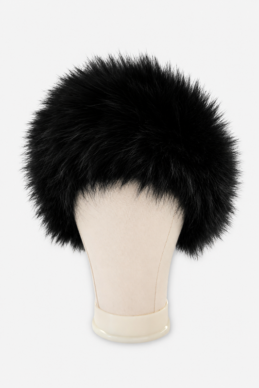 Knitted Fox Headband - Black