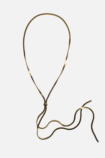 Herringbone Lariat Neckalce - Gold