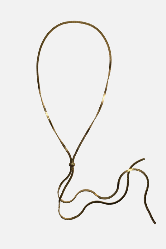 Herringbone Lariat Neckalce - Gold