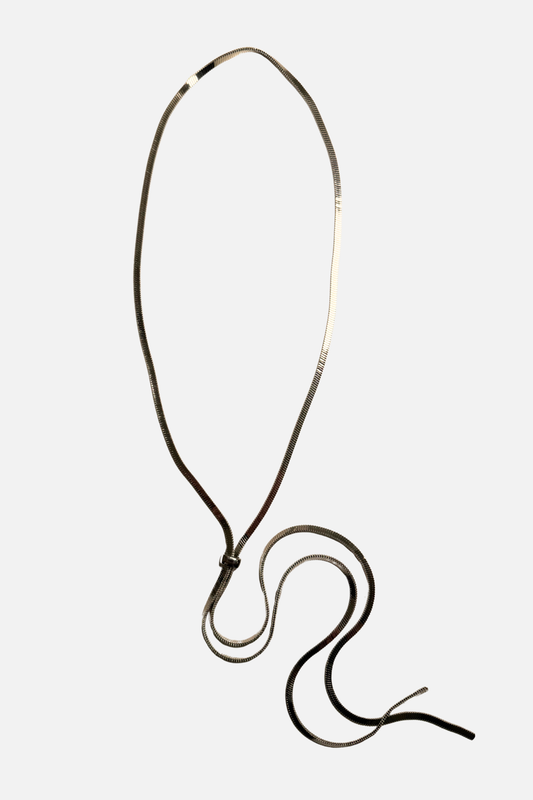 Herringbone Lariat Necklace - Silver