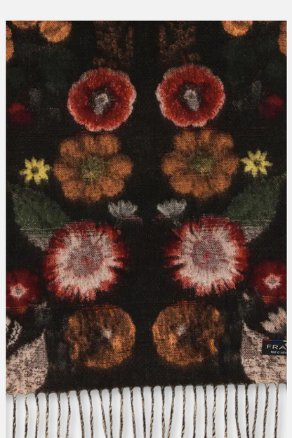 Pressed Floral Cashmink Scarf - True Red