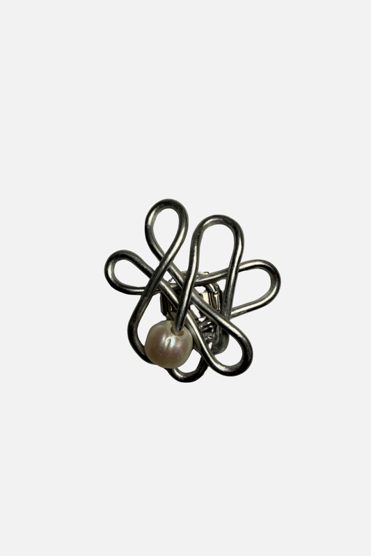 Mini Pearl Magnetic Brooch - Silver