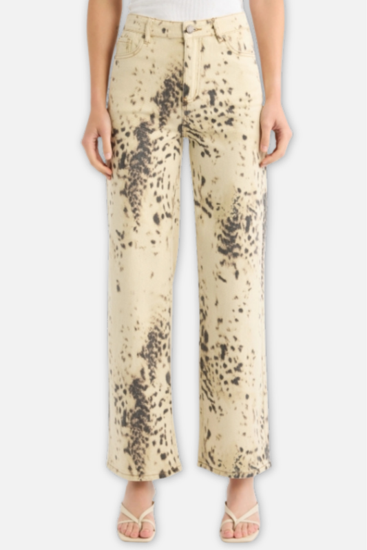 Dalmatian Pattern Mini Bootcut Jean - Speckled Bone