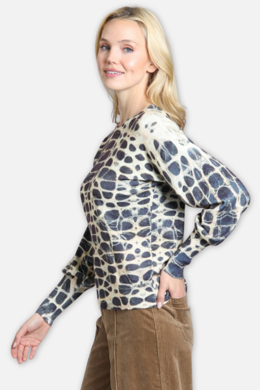 Reptile Print Sweater - Smoky Monochrome