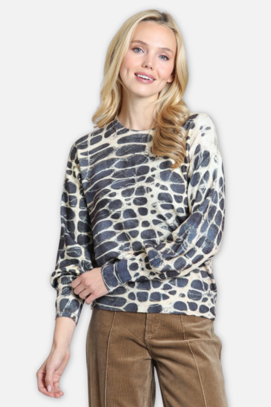 Reptile Print Sweater - Smoky Monochrome