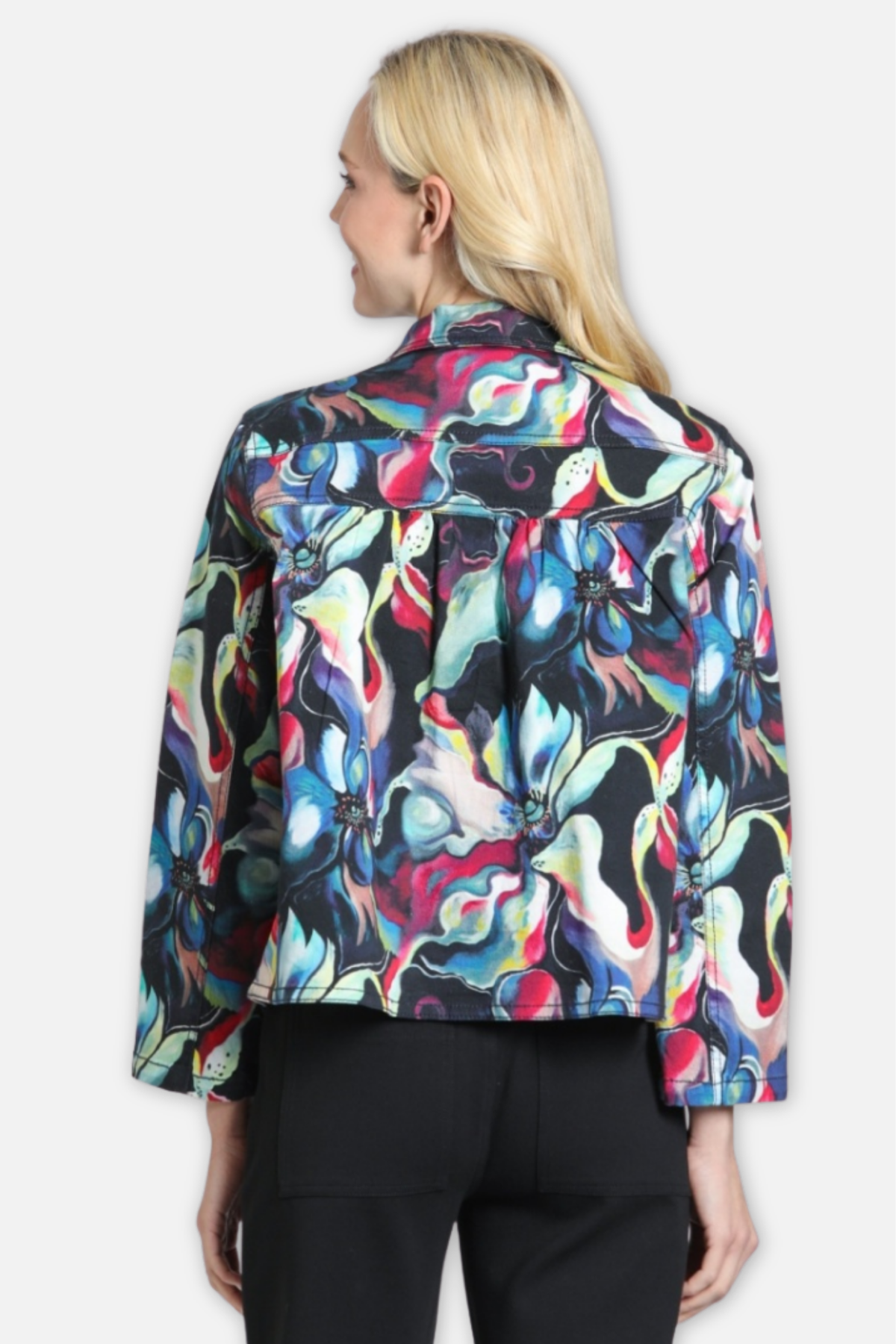 Printed Denim Jacket - Midnight Aurora Multi