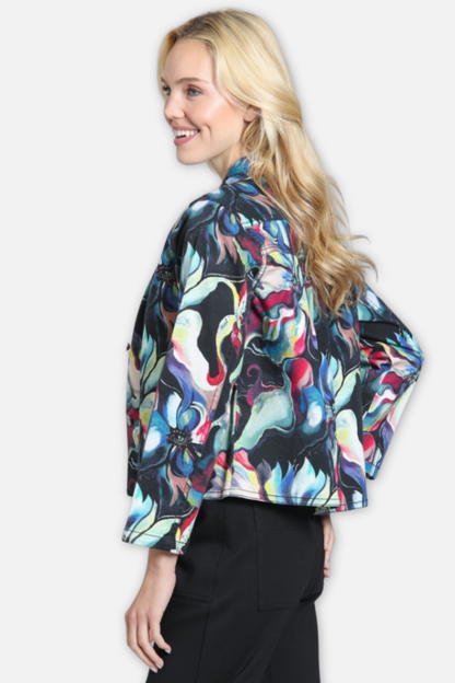 Printed Denim Jacket - Midnight Aurora Multi