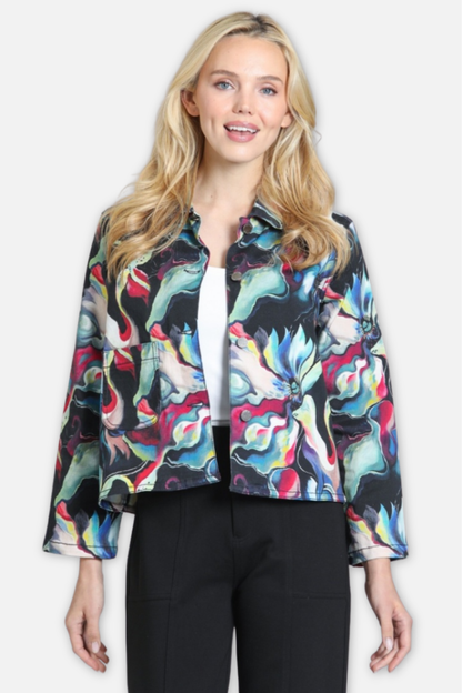 Printed Denim Jacket - Midnight Aurora Multi