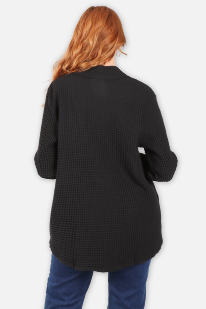 Waffle 1 Button Swing Jacket - Black