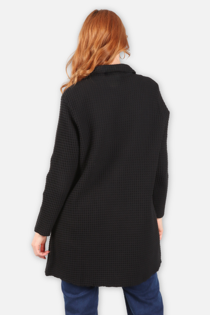 Waffle Long Jacket - Black